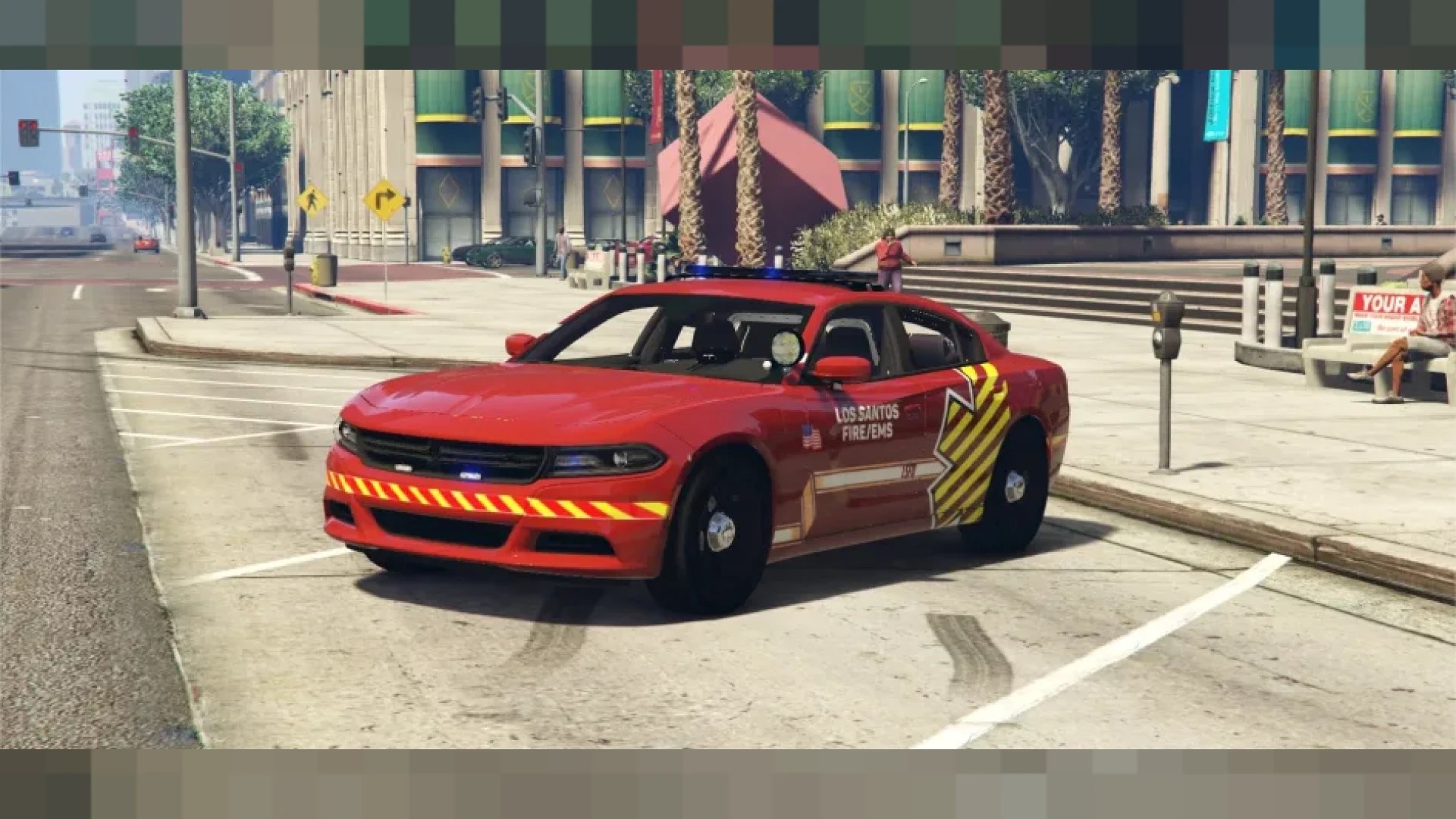 Dodge EMS Charger FiveM emergency add-on with lightbar responding