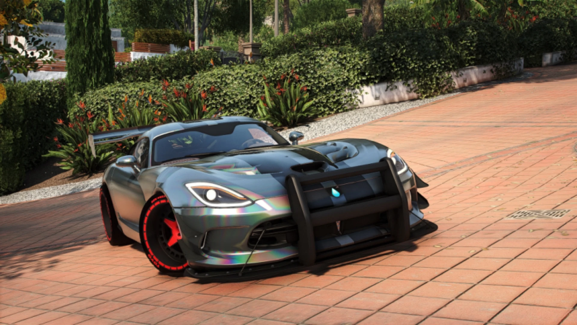 Dodge Viper Twin Turbo Custom with widebody stance on a FiveM track