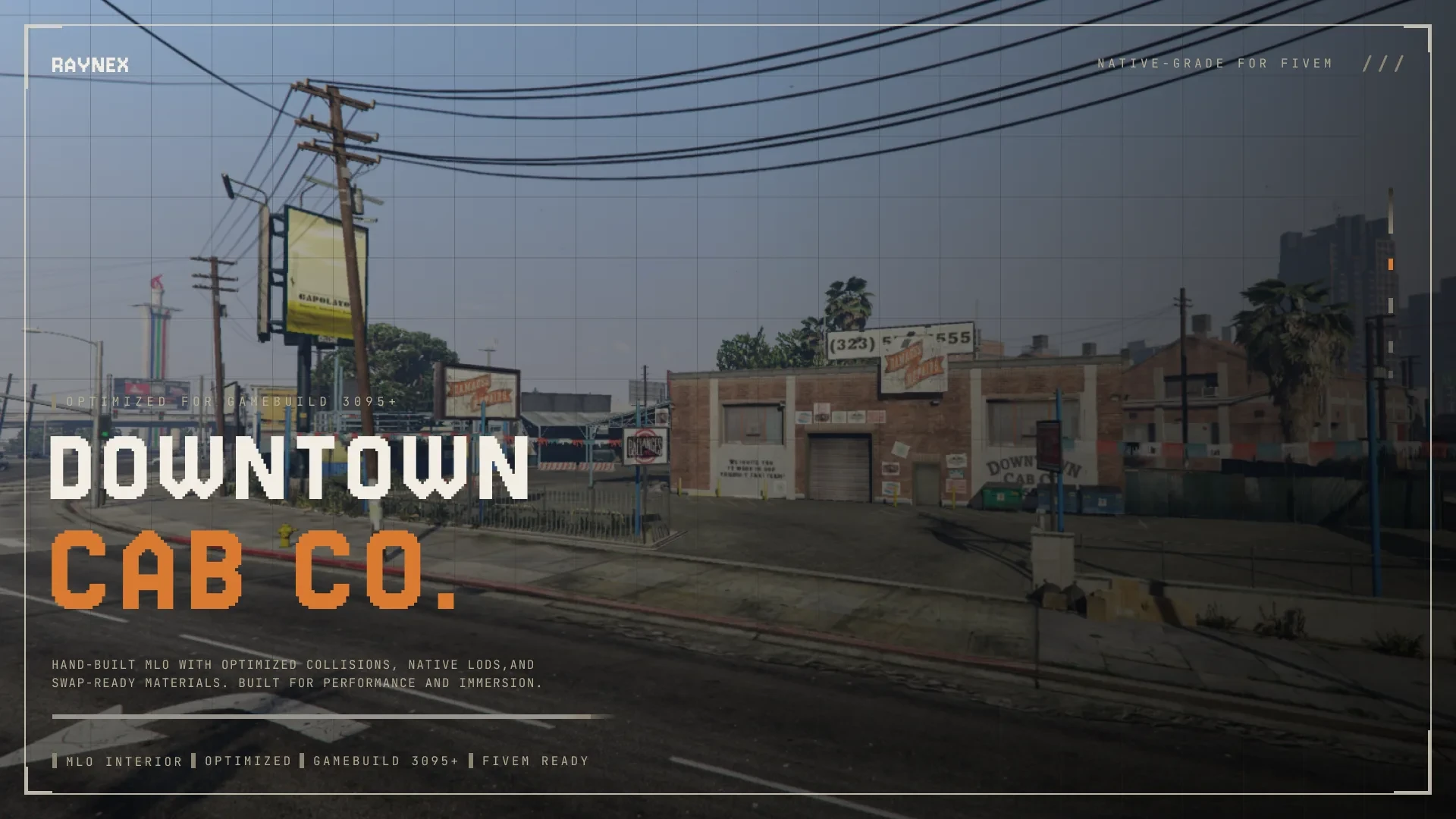Cab company mlo dispatch office and taxi yard in downtown FiveM