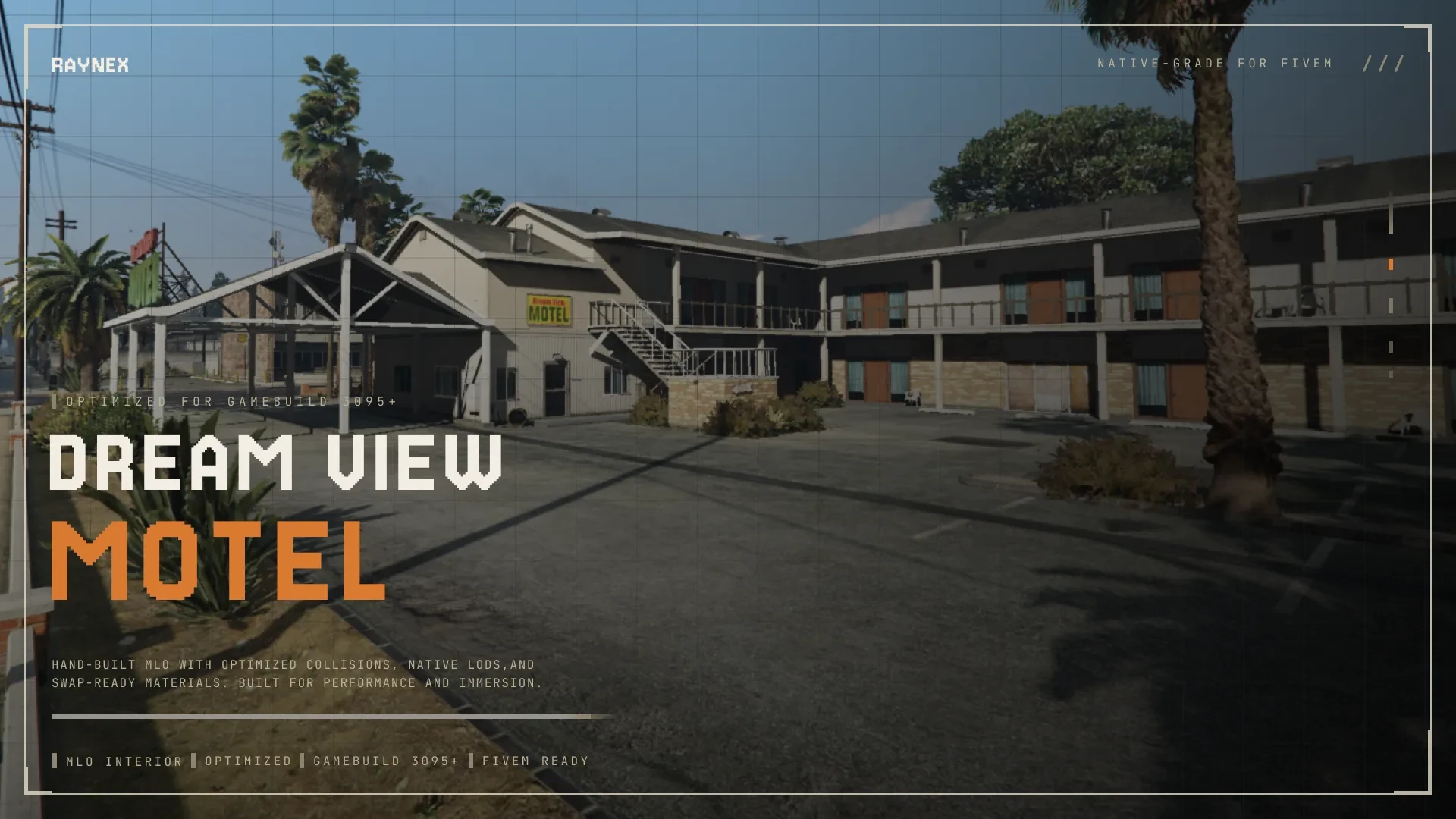 Dream view motel reception and roadside rooms interior in FiveM