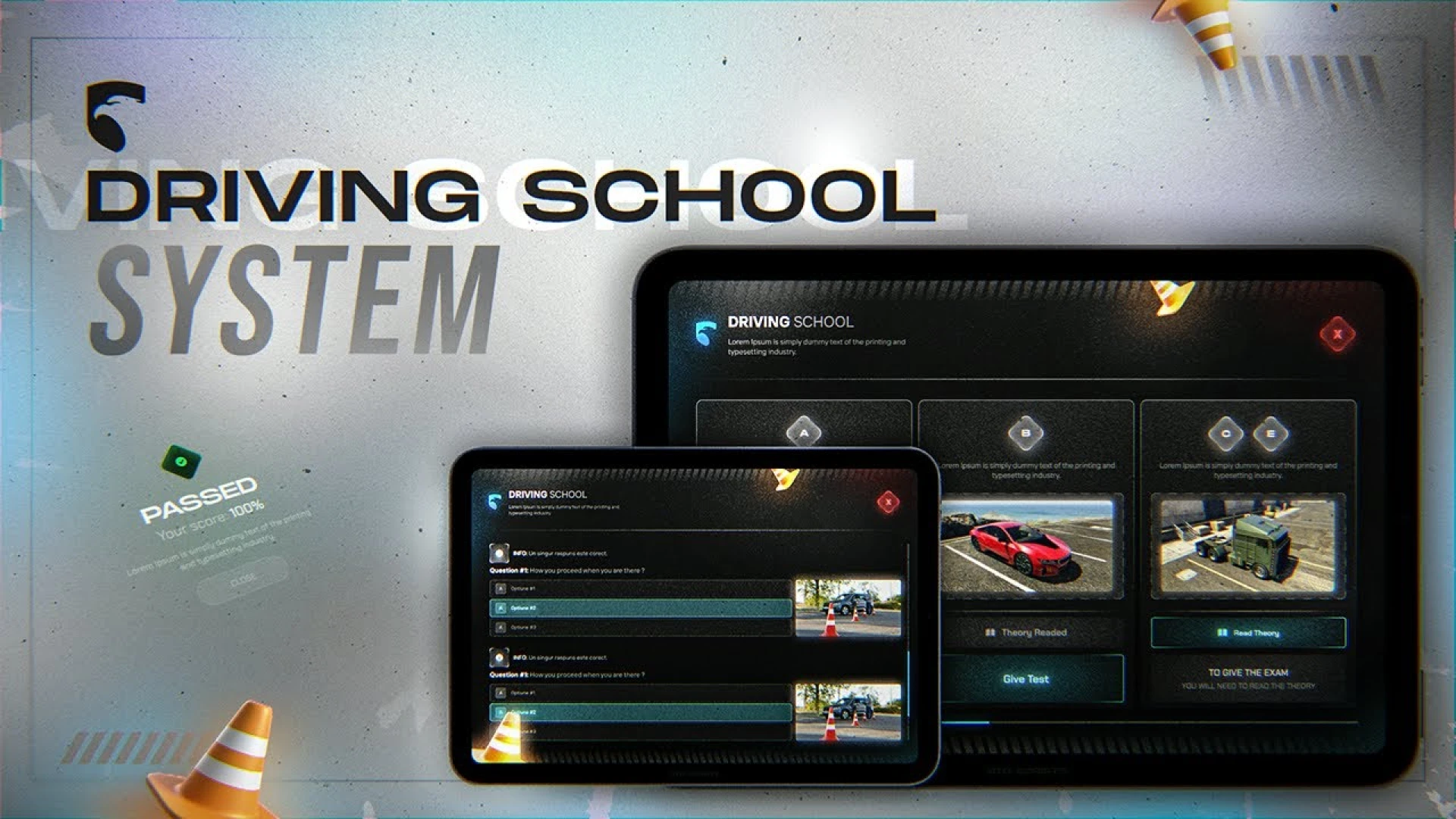 Driving School FiveM script — taking a driving test on a marked course