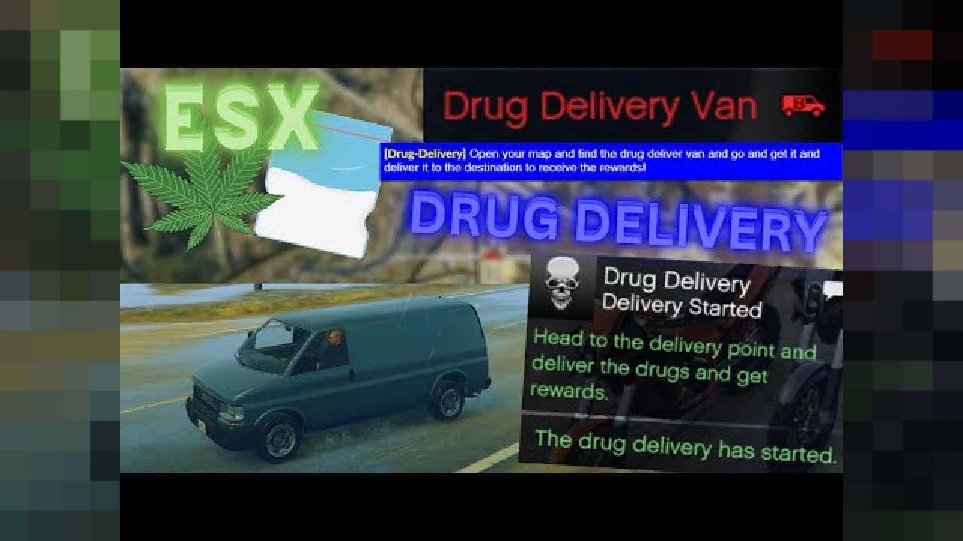 Drug delivery pickup and GPS drop route on a FiveM roleplay server