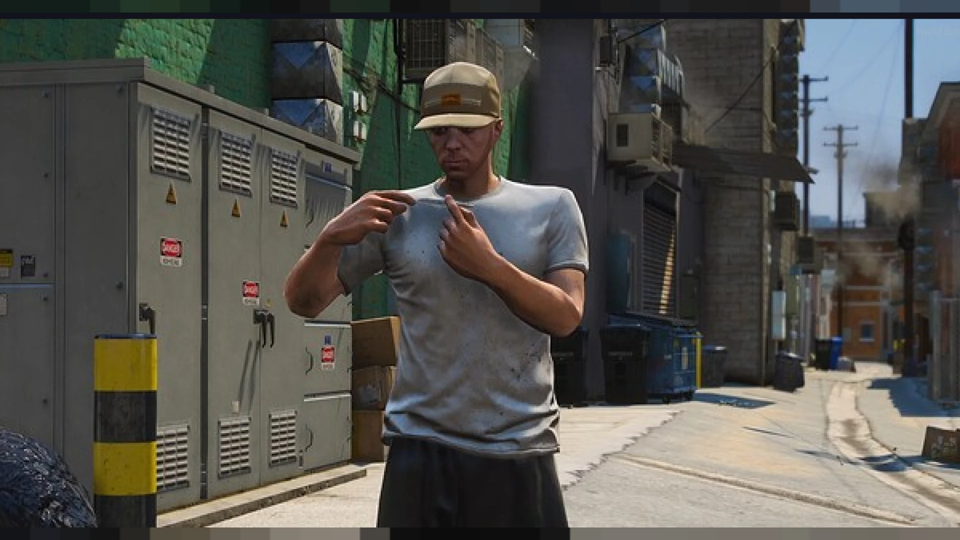 Character using drug emotes with attached props during a scene