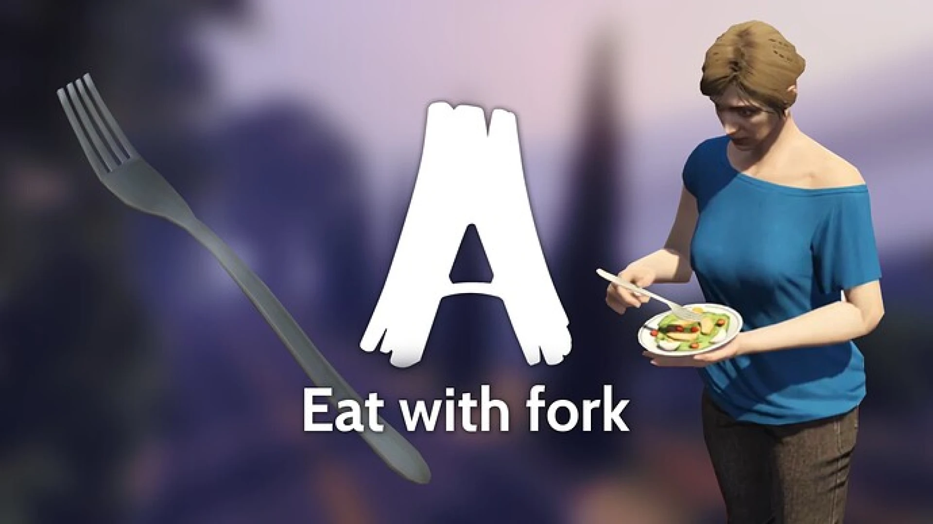 Eat with fork animation showing a character eating with a fork prop in FiveM
