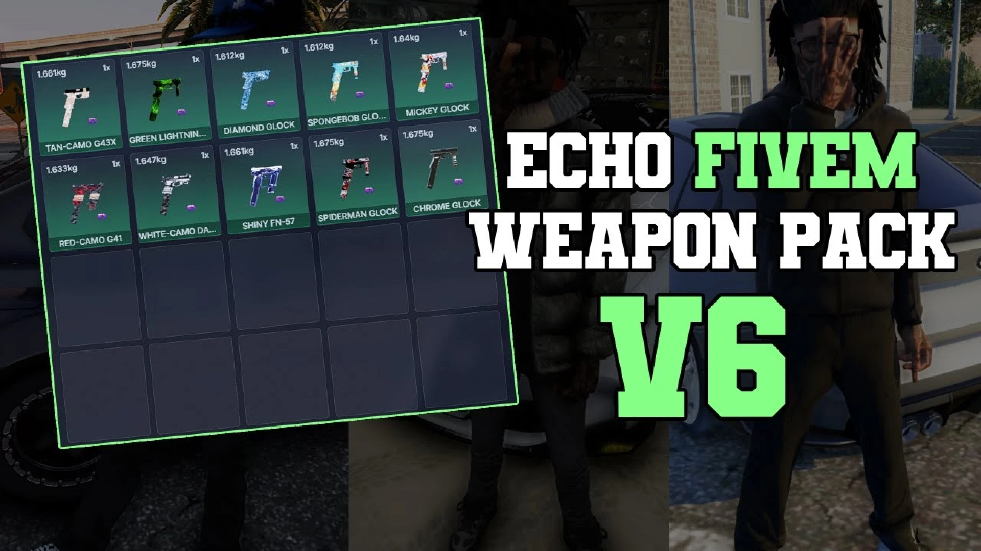 Echo weapon pack firearm lineup for FiveM servers