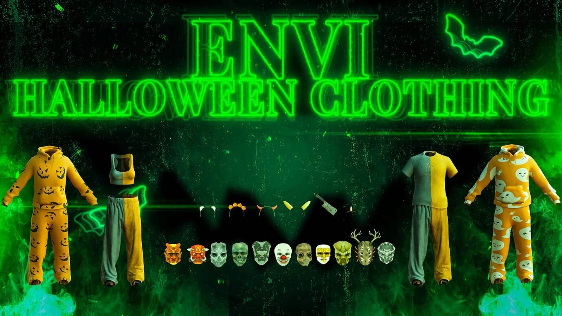 Halloween clothing pack costumes worn by male and female FiveM peds
