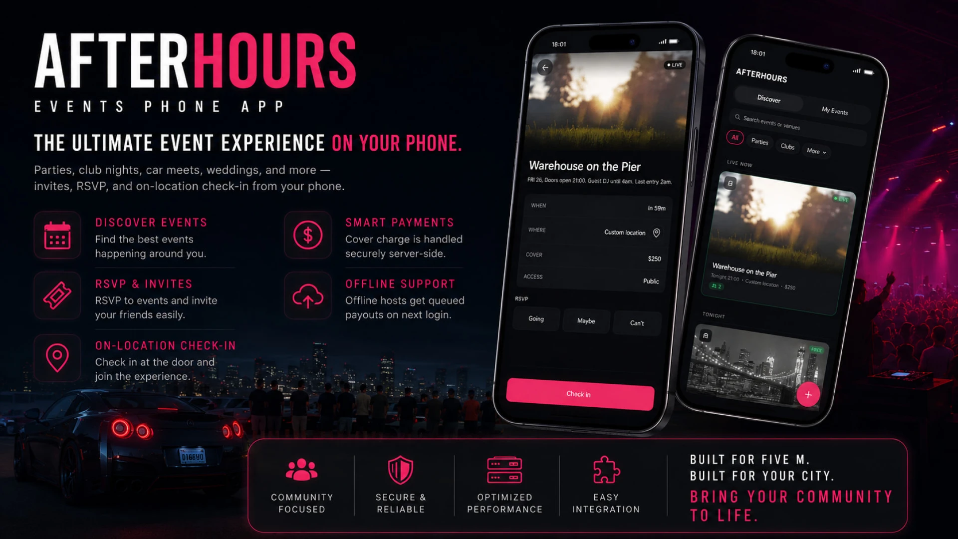 Events phone app showing a party invite in a FiveM phone