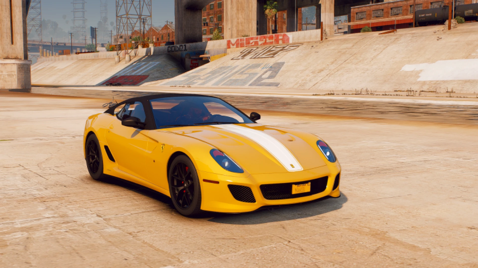 Ferrari 599 FiveM add-on sports car parked in a showroom