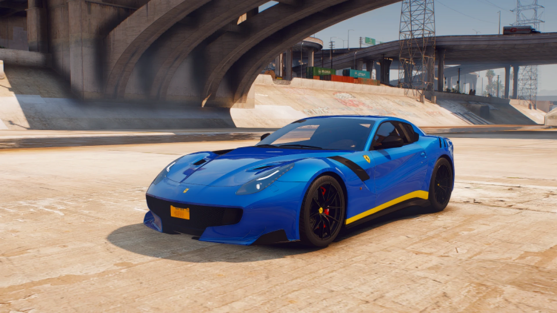 Ferrari F12 TDF FiveM add-on supercar on a coastal road