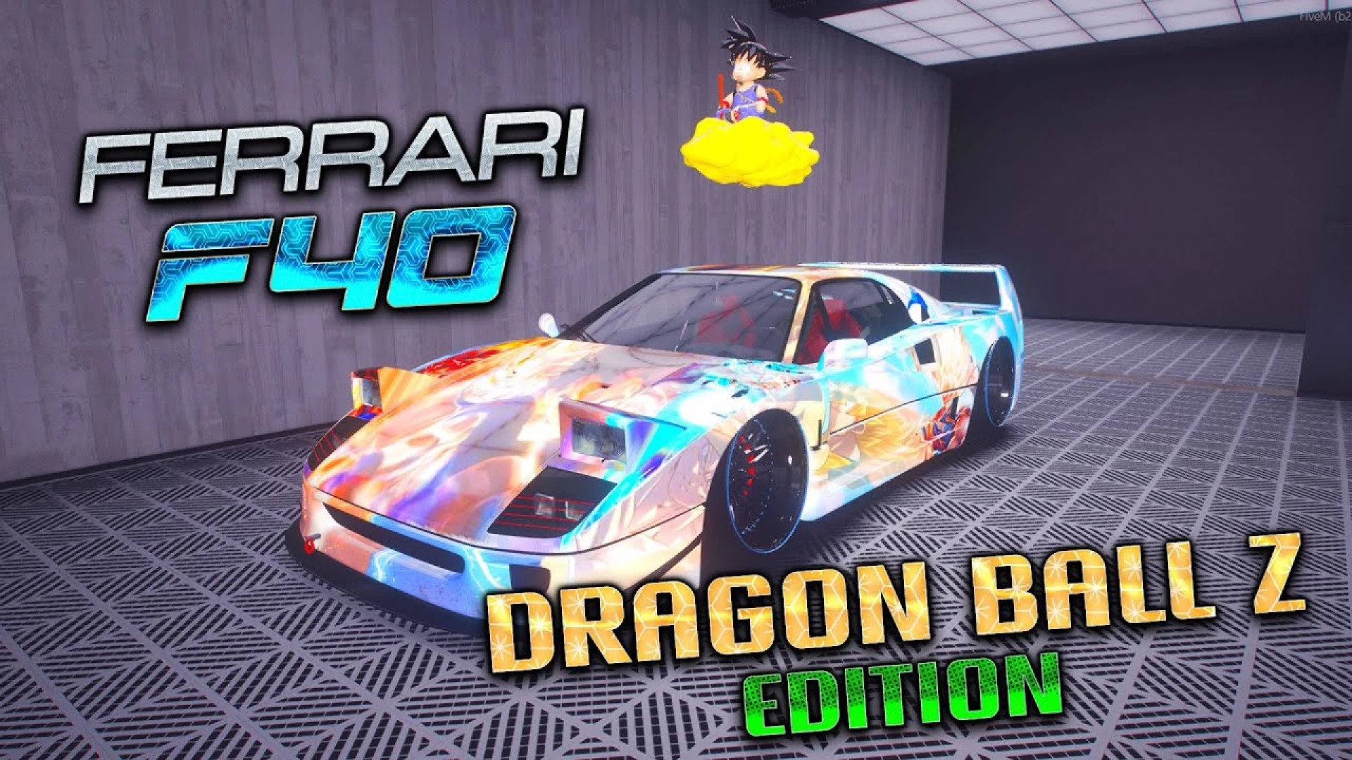 Ferrari F40 add-on supercar parked in a FiveM garage
