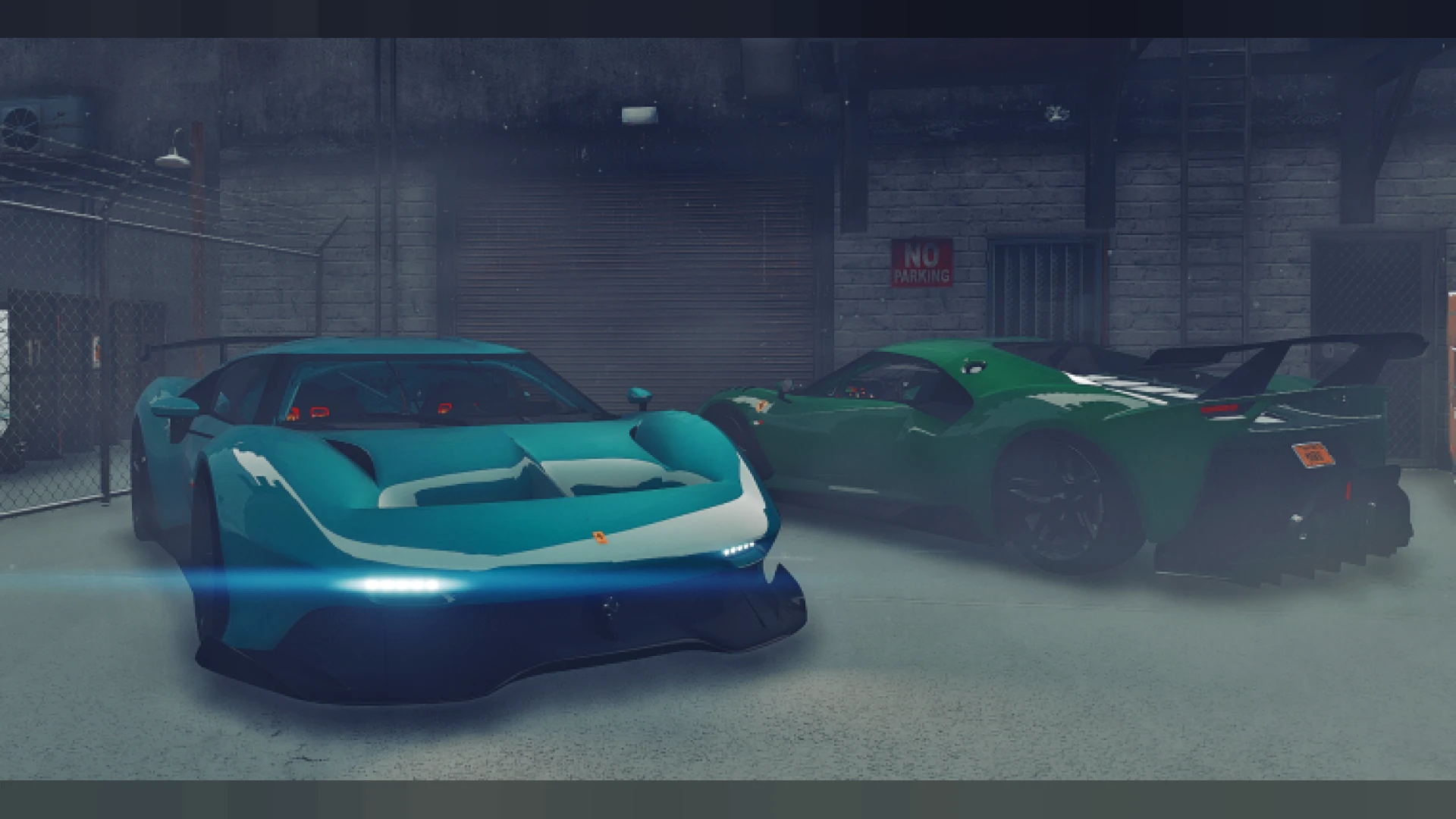 Ferrari P80C track supercar displayed in a FiveM garage