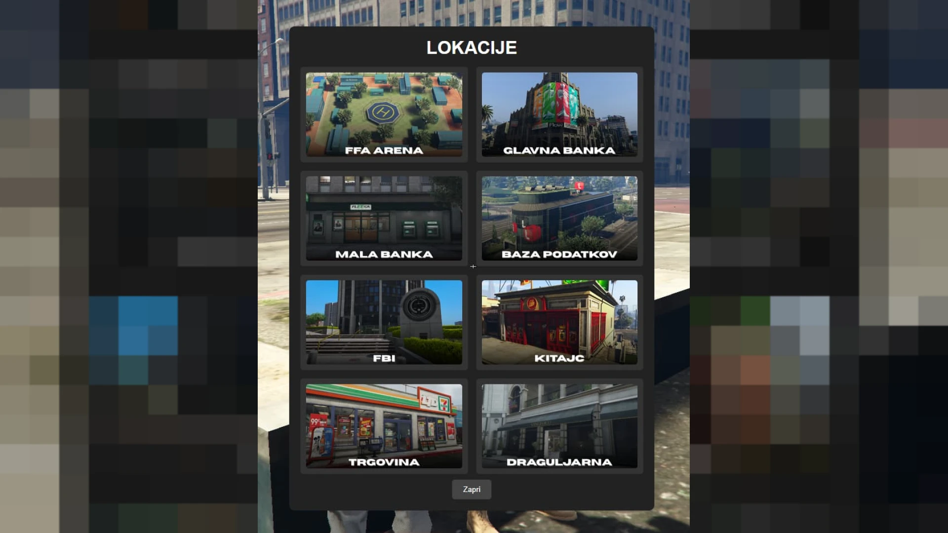 FFA Teleport Menu FiveM script — teleport destination menu