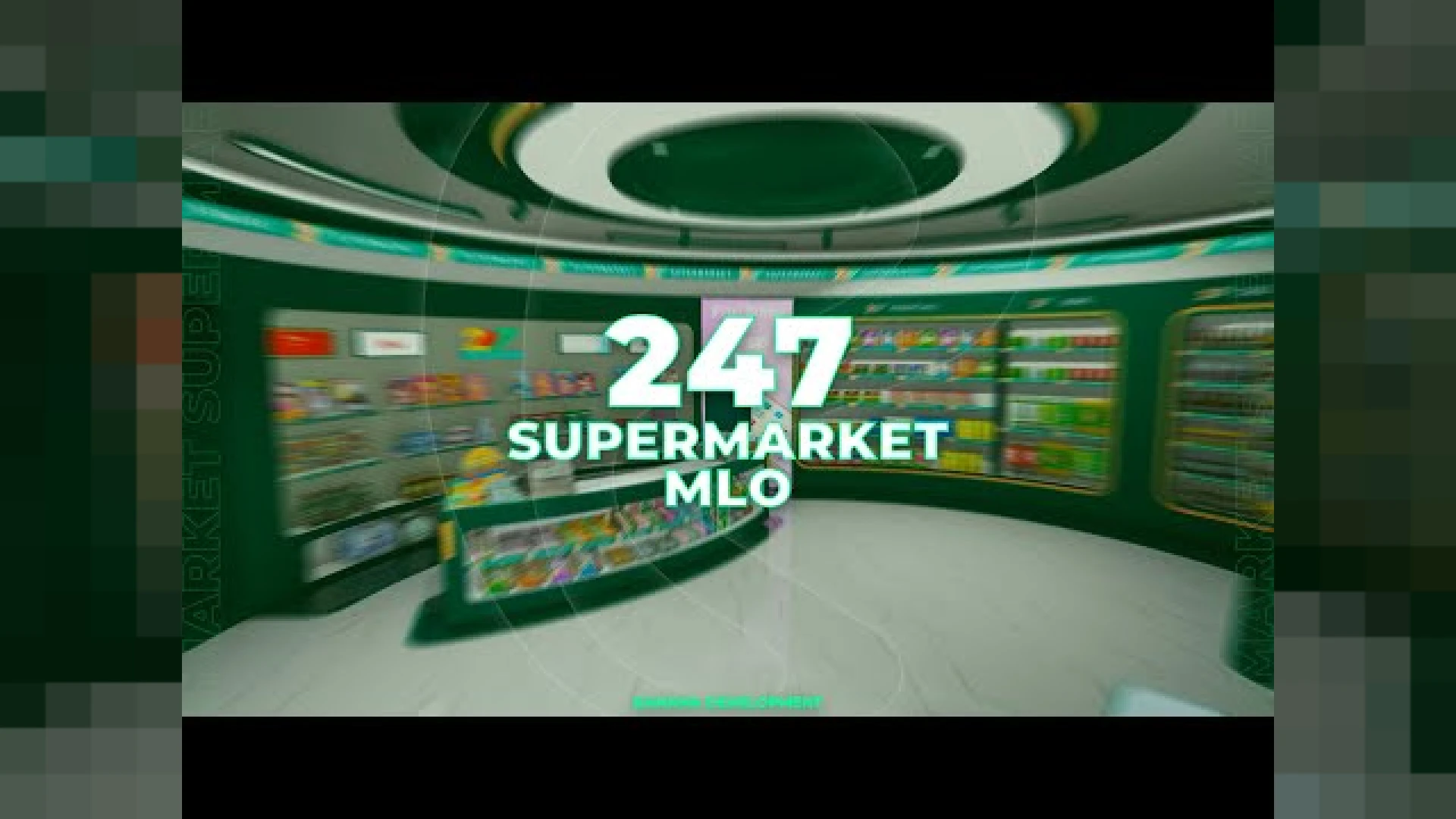 24/7 supermarket MLO interior with stocked shelves and checkout counters in FiveM