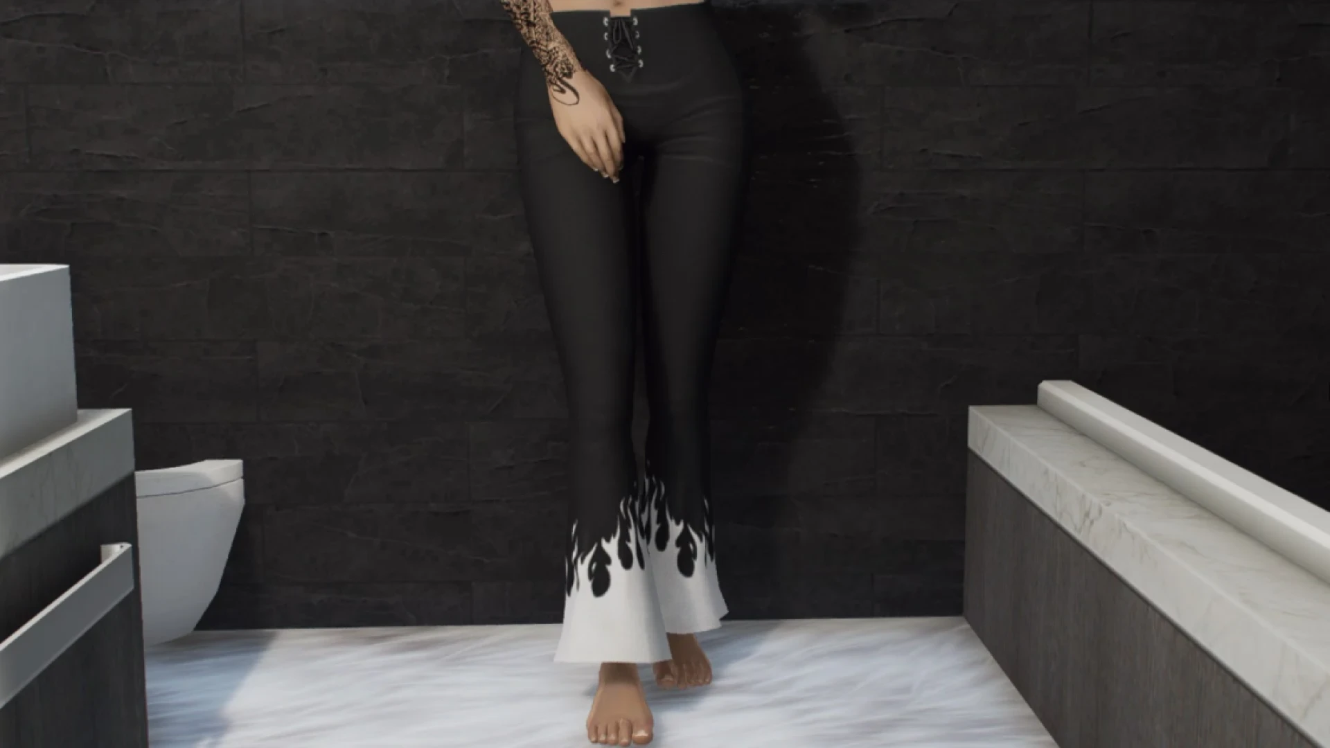 Flame flare pants shown on a FiveM MP female character — view 2