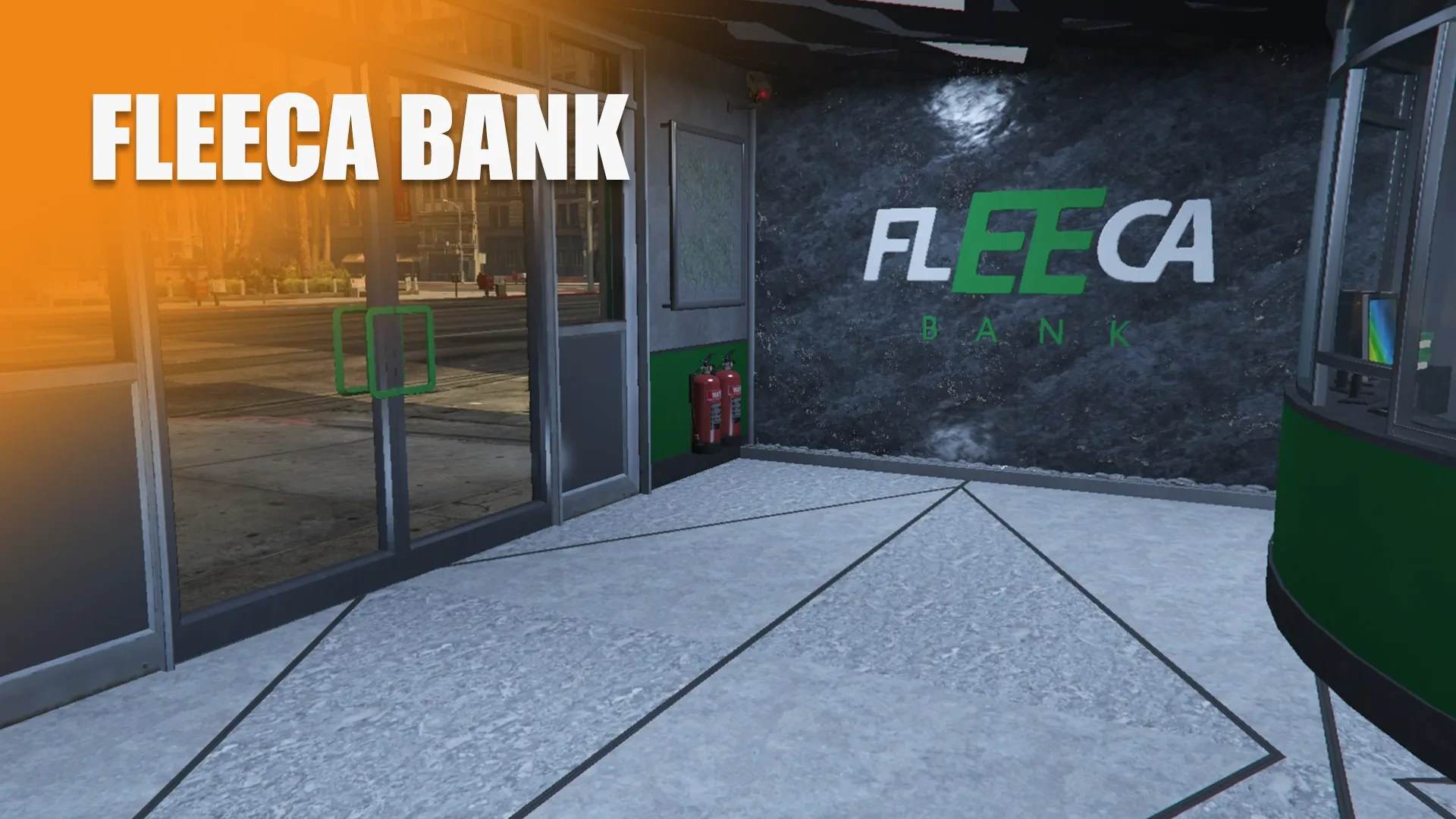 Flecca Bank MLO branch interior with teller line and vault in FiveM