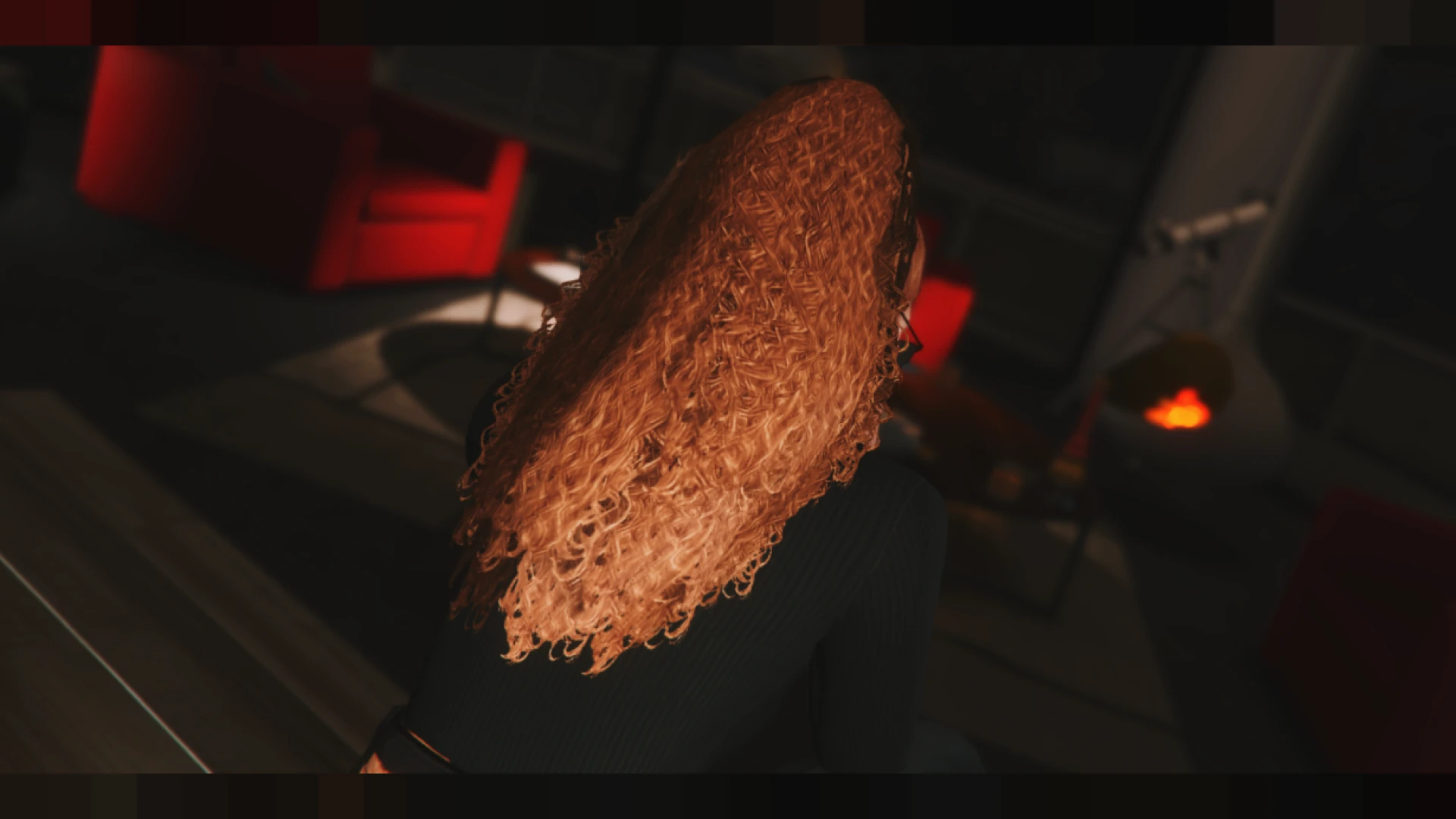 Fluffy curls ponytail hairstyle on an MP female FiveM character