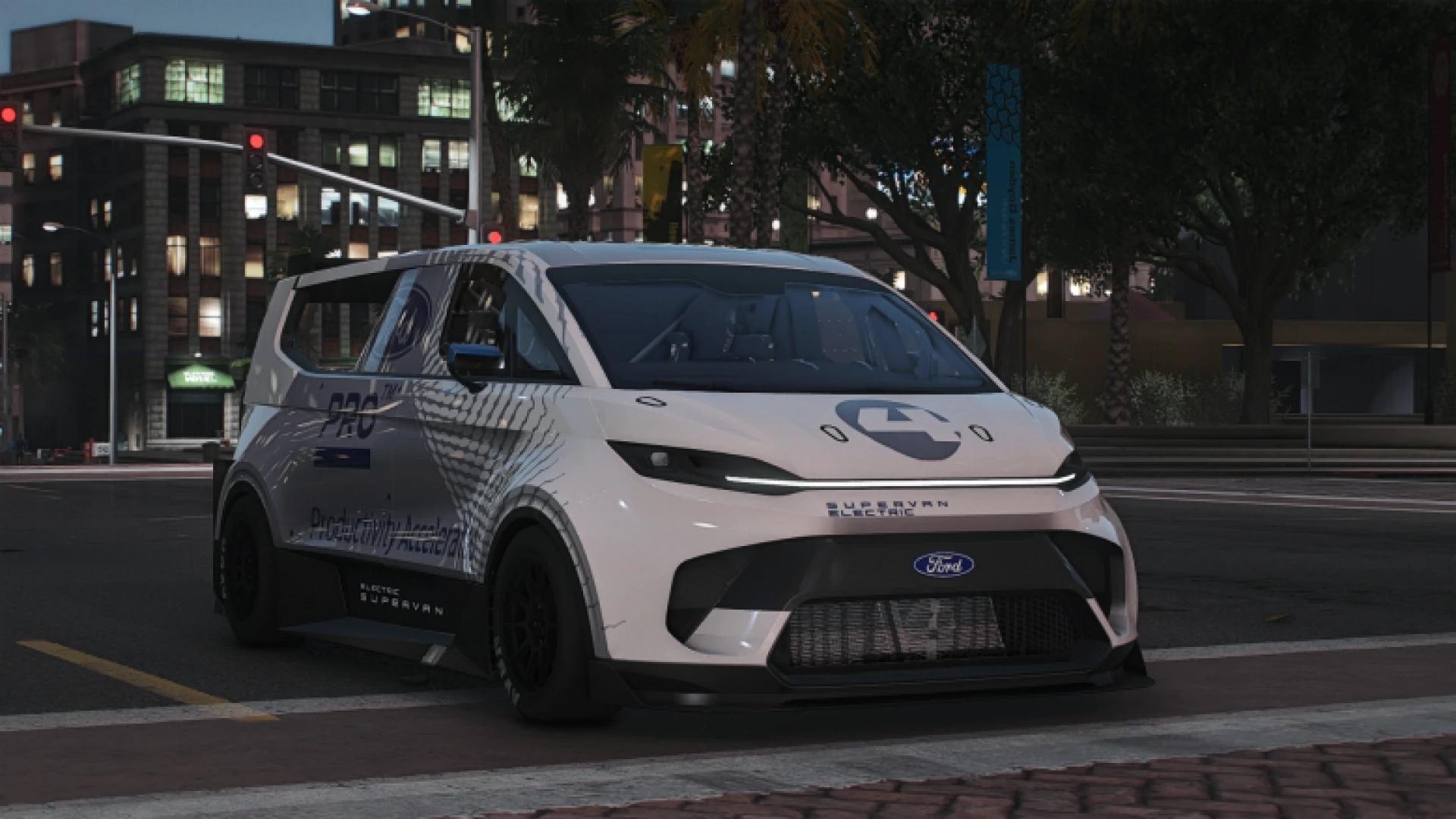 Ford SuperVan 4 2022 with extreme aero body parked on a FiveM circuit
