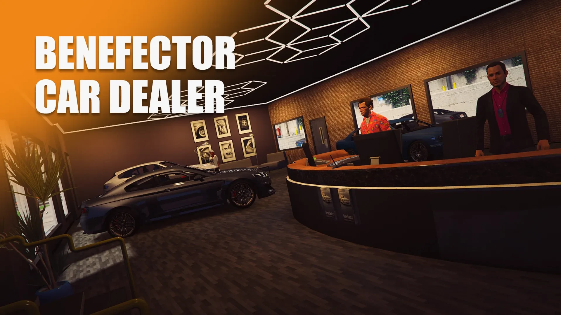 Benefactor car dealer mlo glass showroom interior for FiveM roleplay