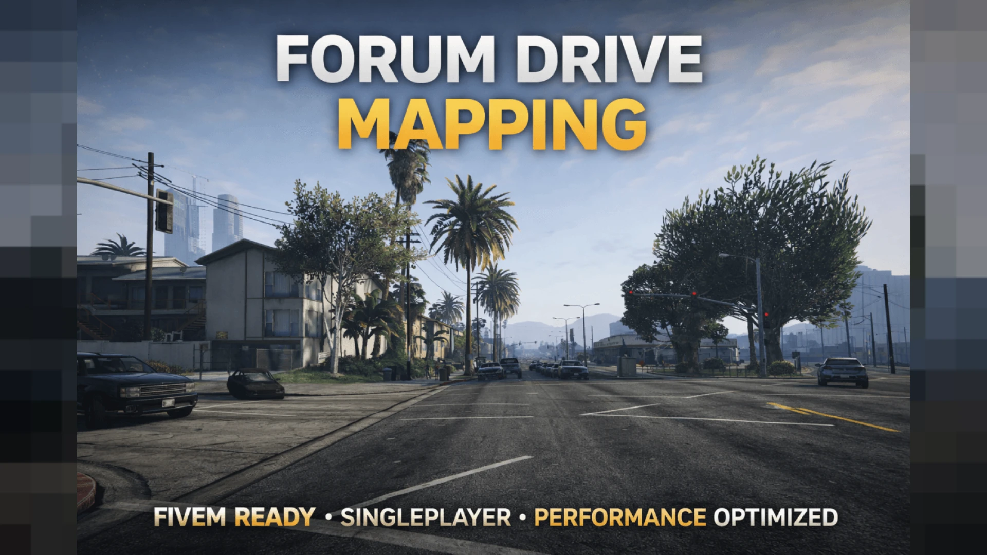 Forum drive mapping reworked residential street with added props in FiveM