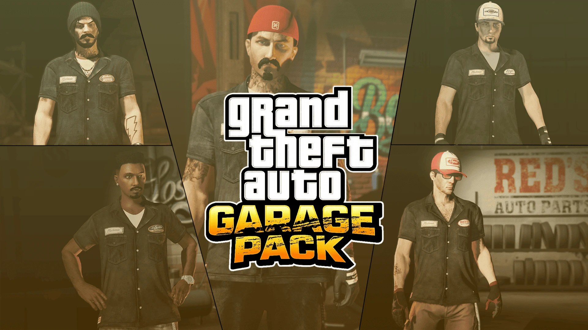 Garage clothing pack for MP Male shown on a FiveM mechanic character