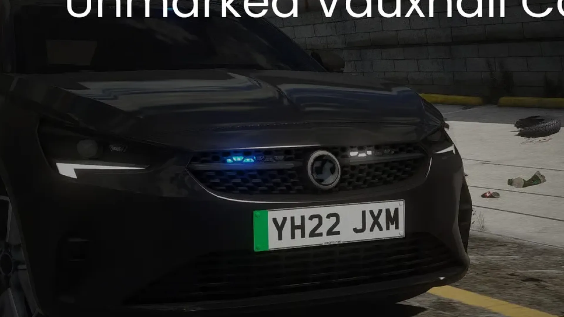 Generic Police Unmarked Vauxhall Corsa E 2022 JX Modifications front view - FiveM unmarked police car