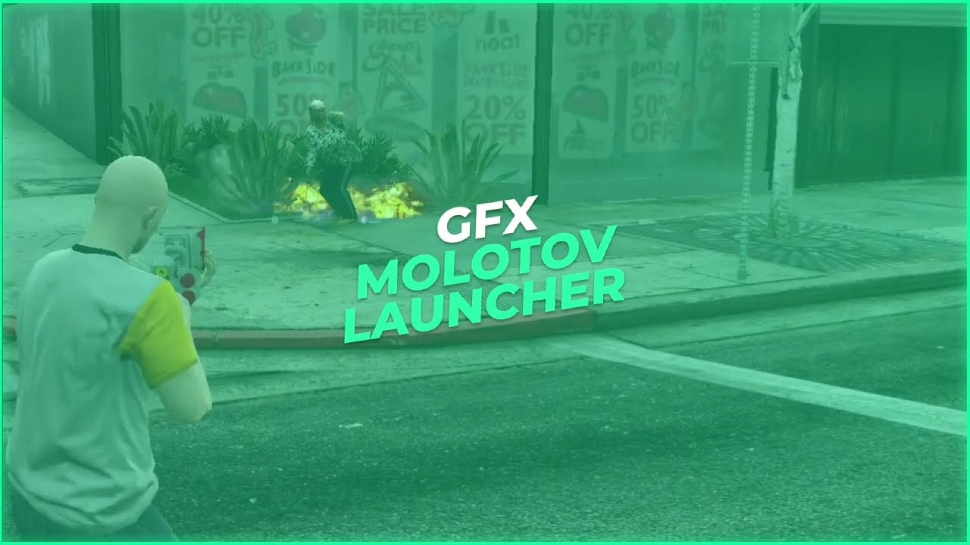 GFX molotov launcher firing a flaming projectile in FiveM