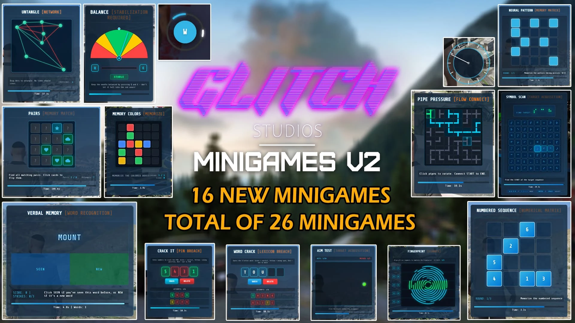 Glitch Minigames V2 FiveM minigames — hacking puzzle interface in-game