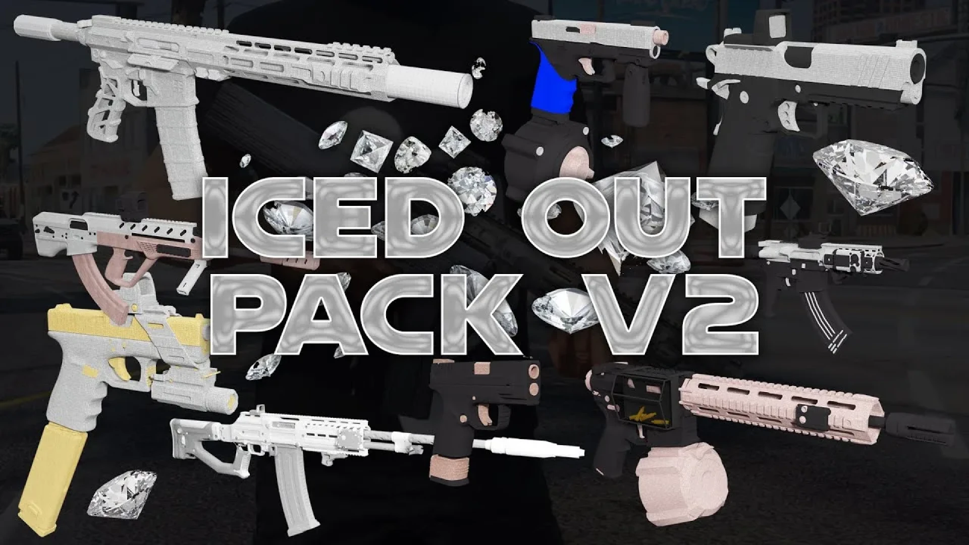 Iced out weapons pack with diamond skins for FiveM