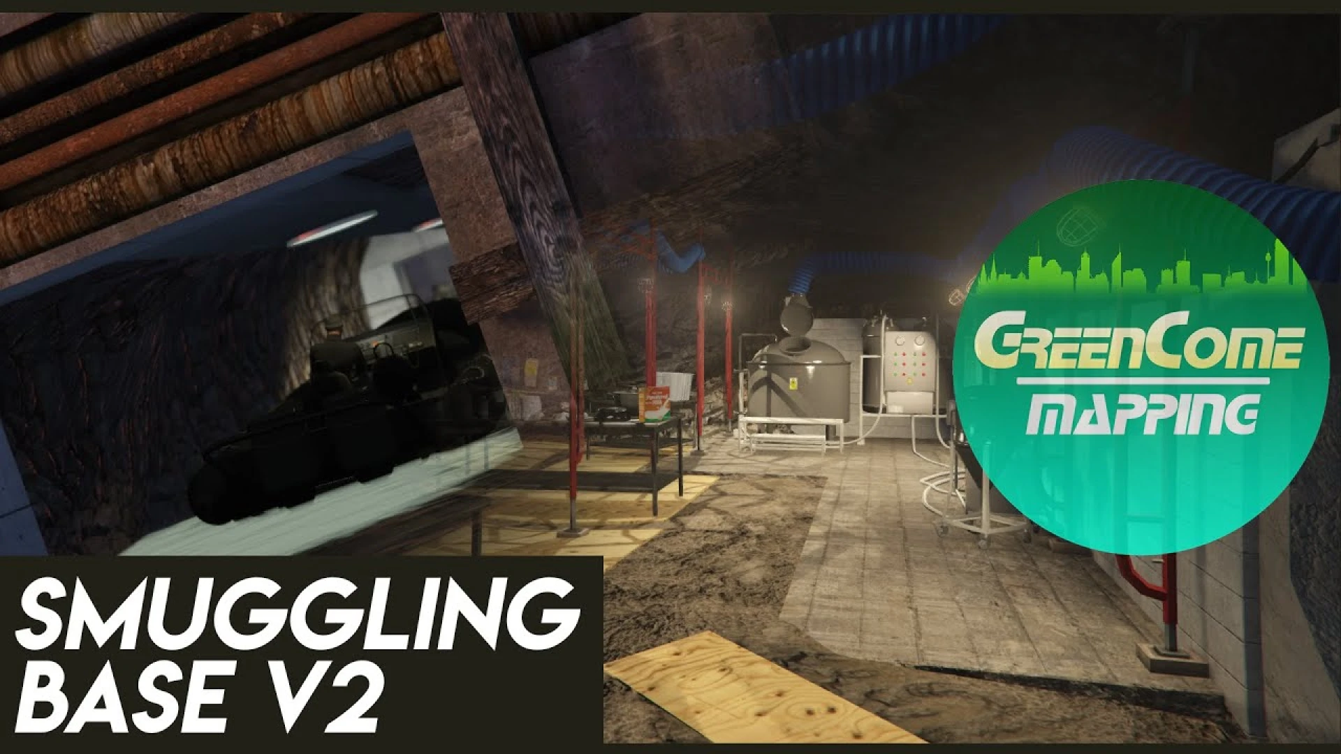Storage area inside the Greencome smuggling base MLO in FiveM