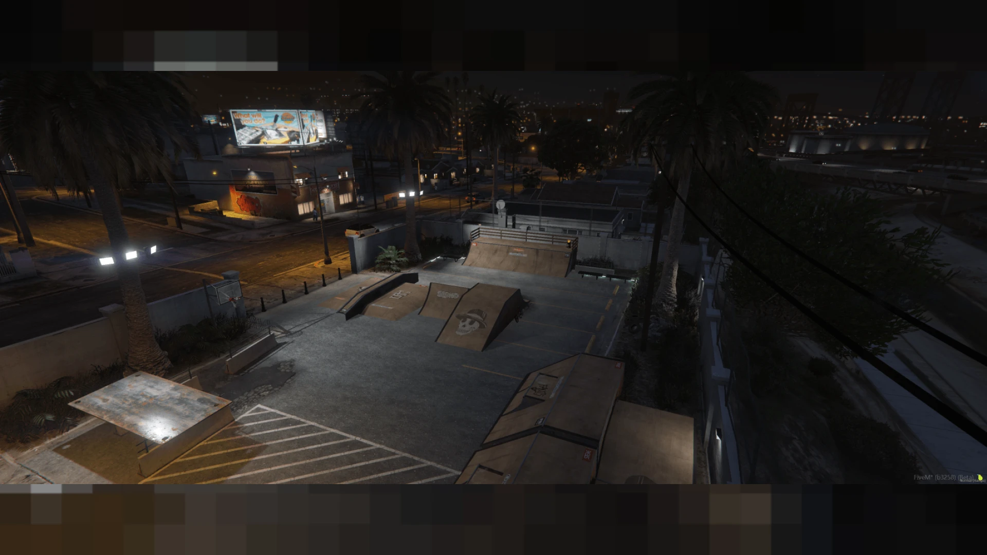 Grove skate park outdoor ramps rails and hangout area in FiveM — view 2