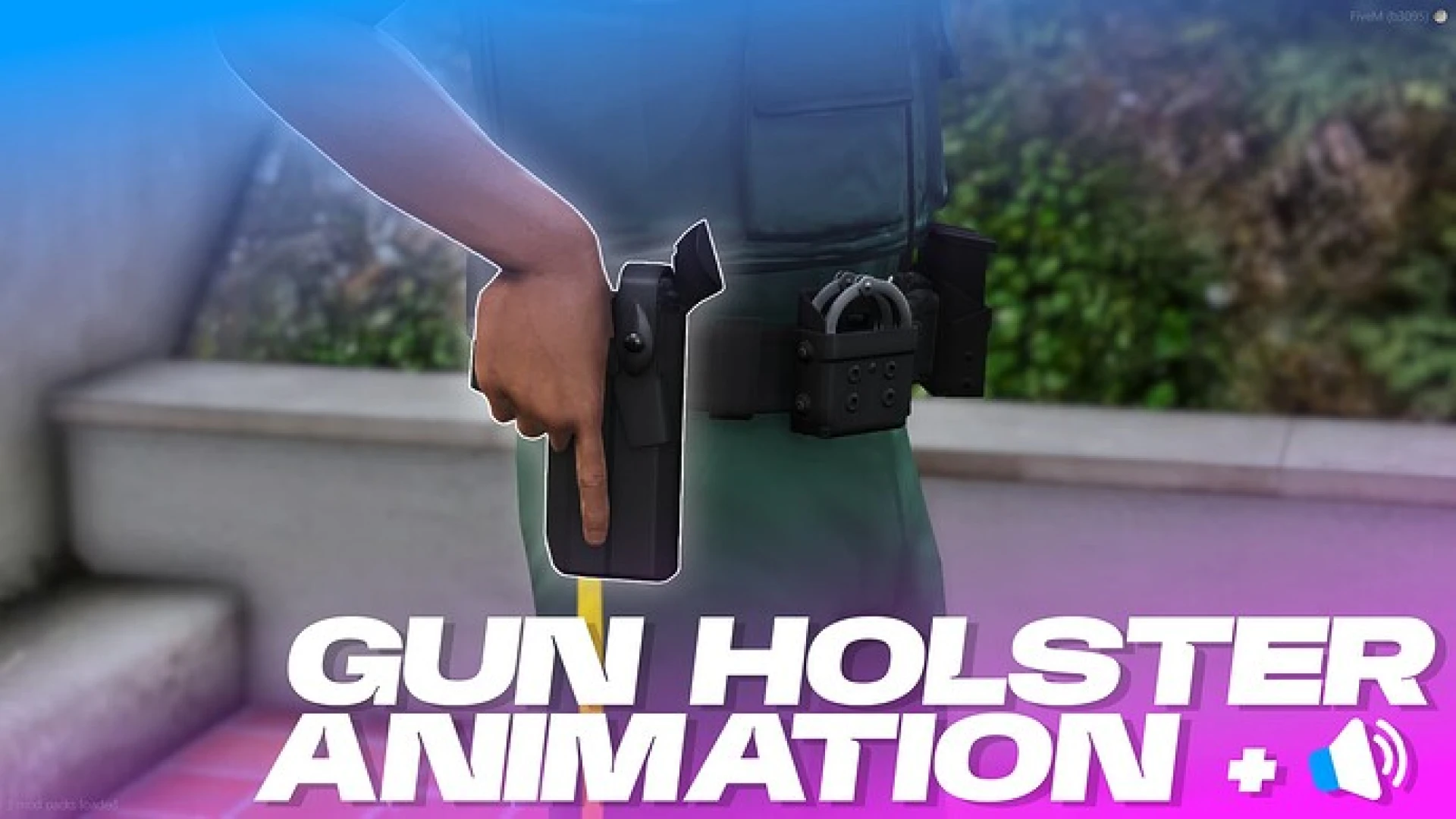 Player performing a gun holster animation with weapon sounds