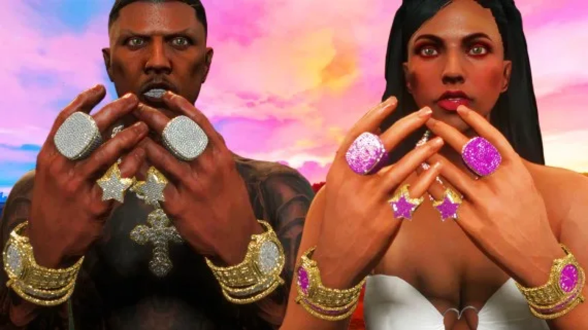 Hand sets for MP Female showing layered nails on a FiveM character