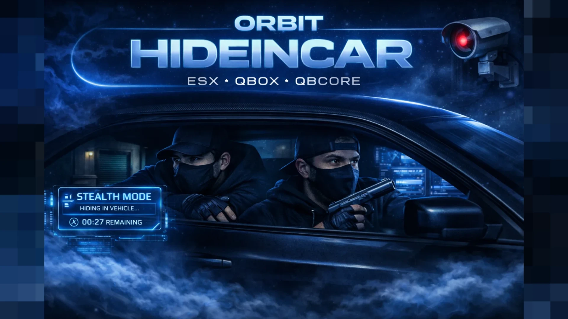 Hide In Car FiveM script — a player ducking to hide in car
