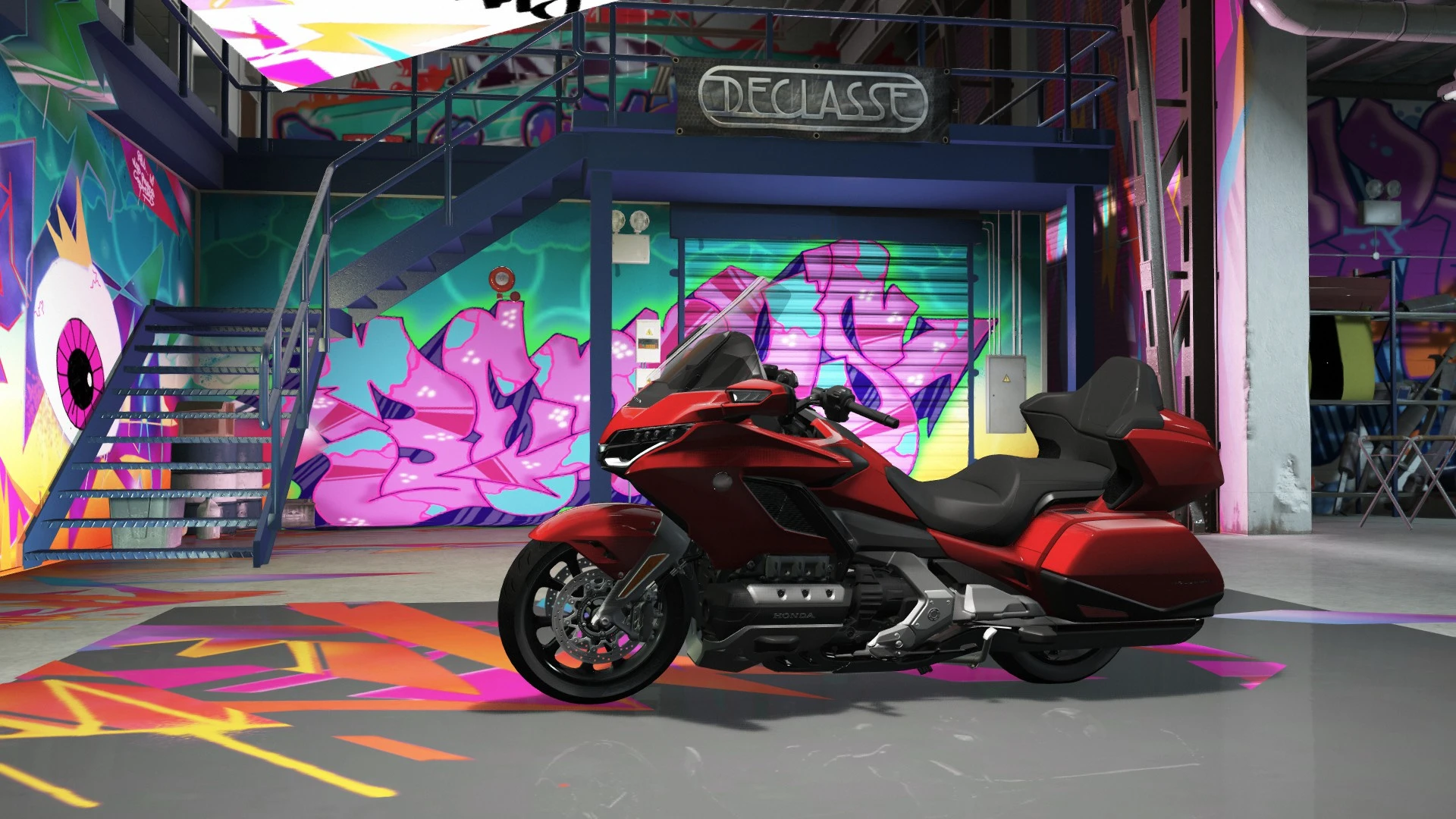 Honda Goldwing GL1800 touring motorcycle parked on a FiveM highway