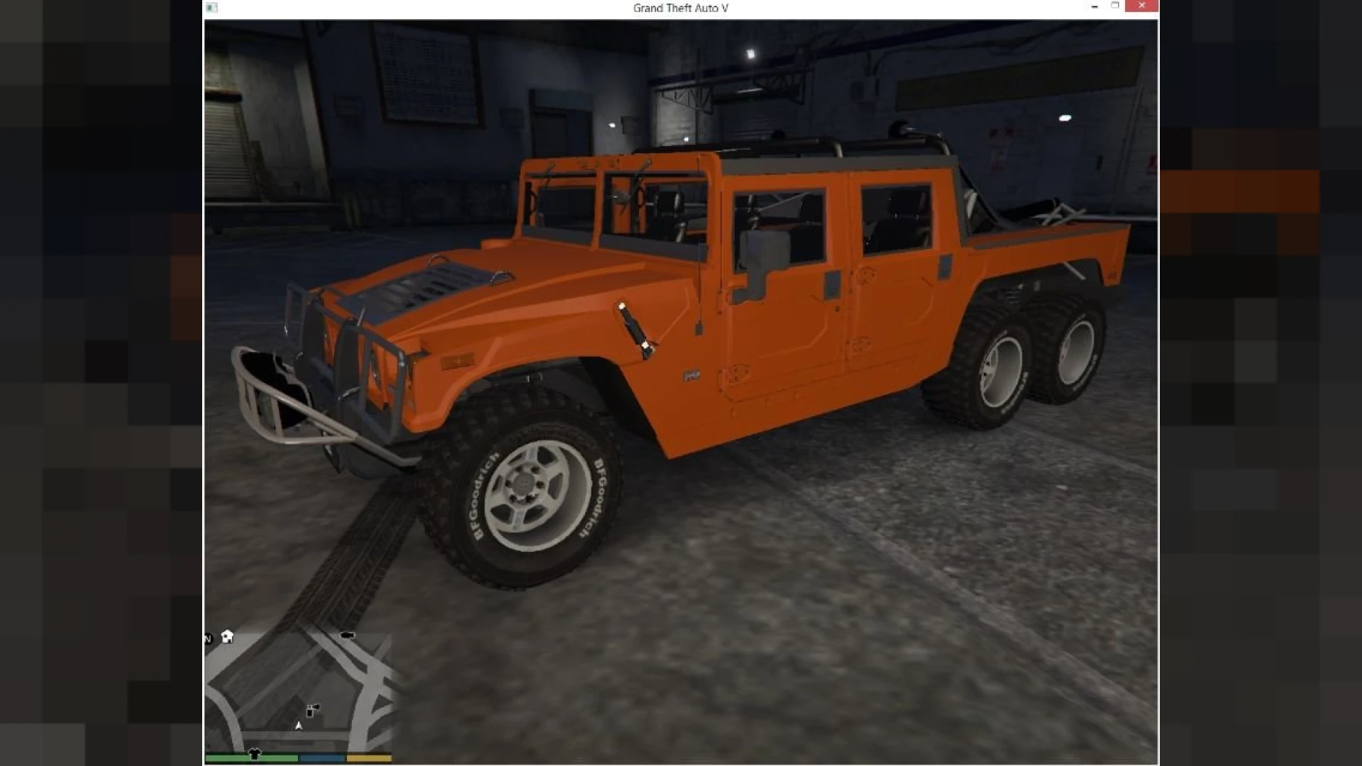 Hummer H1 6x6 FiveM off-road add-on truck on rough terrain