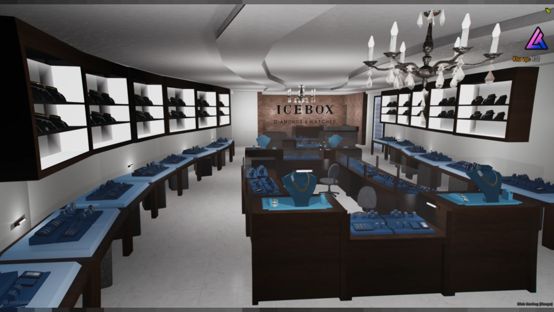 Icebox jewelry mlo store with display cases, safe and counters — view 2