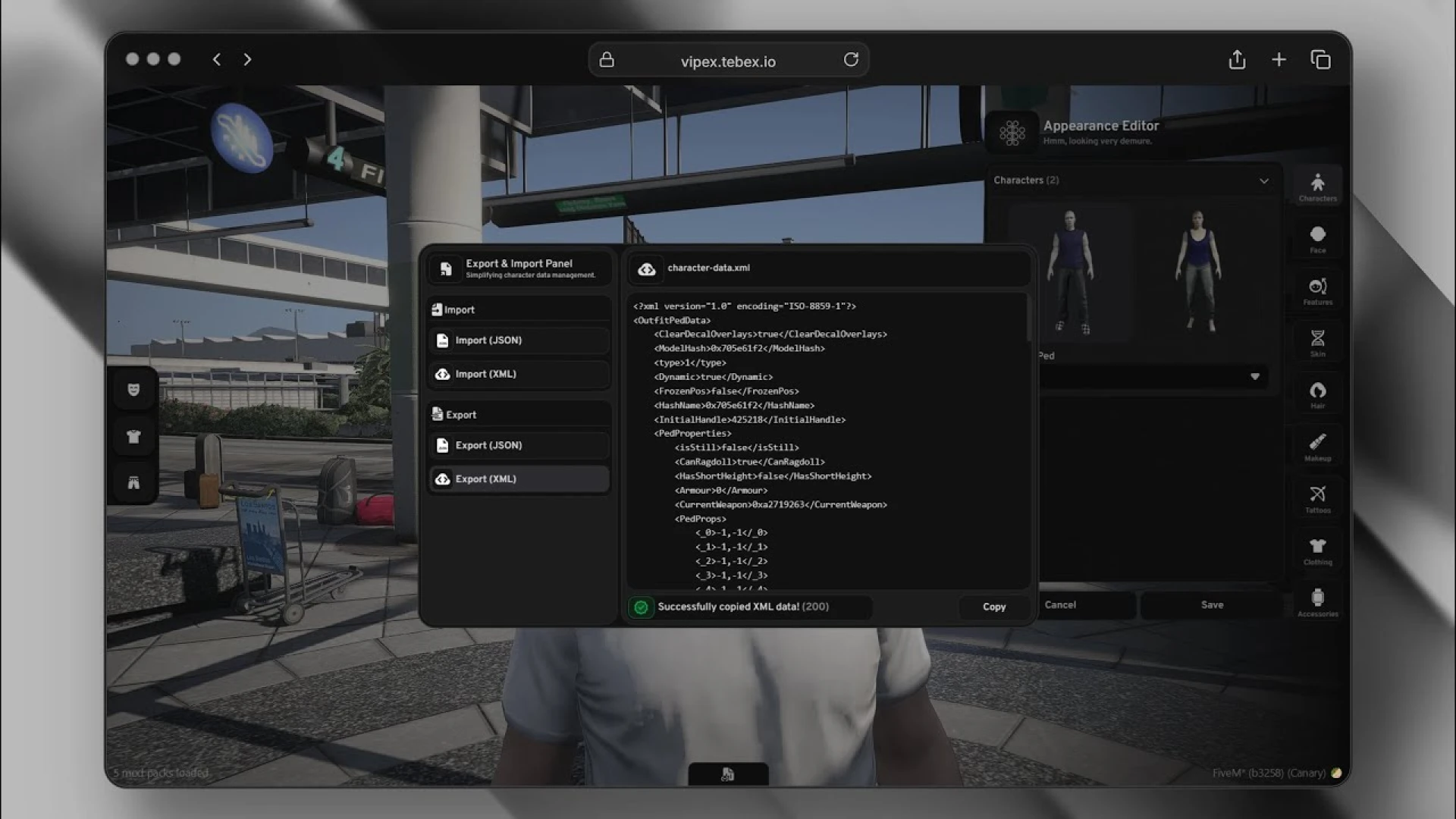Illenium Appearance FiveM clothing menu with character customization