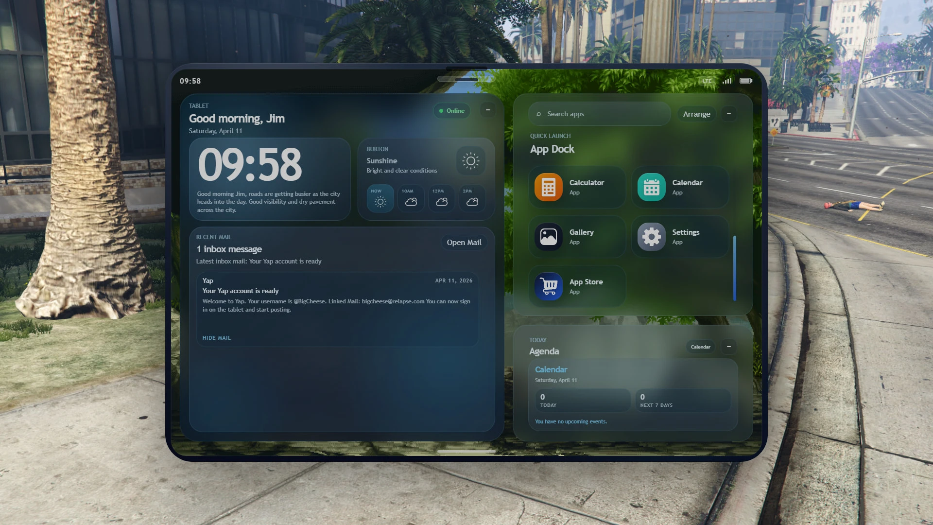 In-Game Tablet FiveM script — modern tablet interface with apps