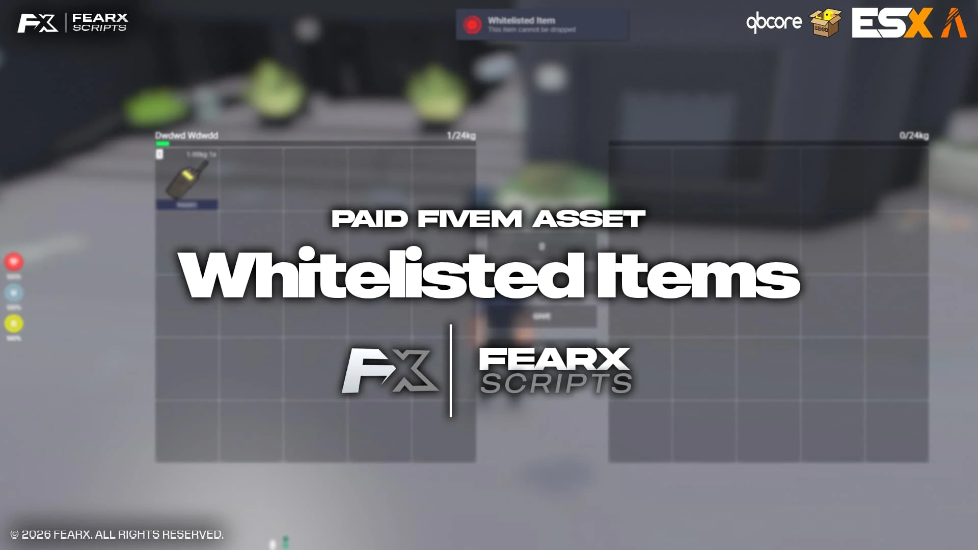 Inventory Whitelisted Items FiveM script — whitelisted items restriction warning in inventory