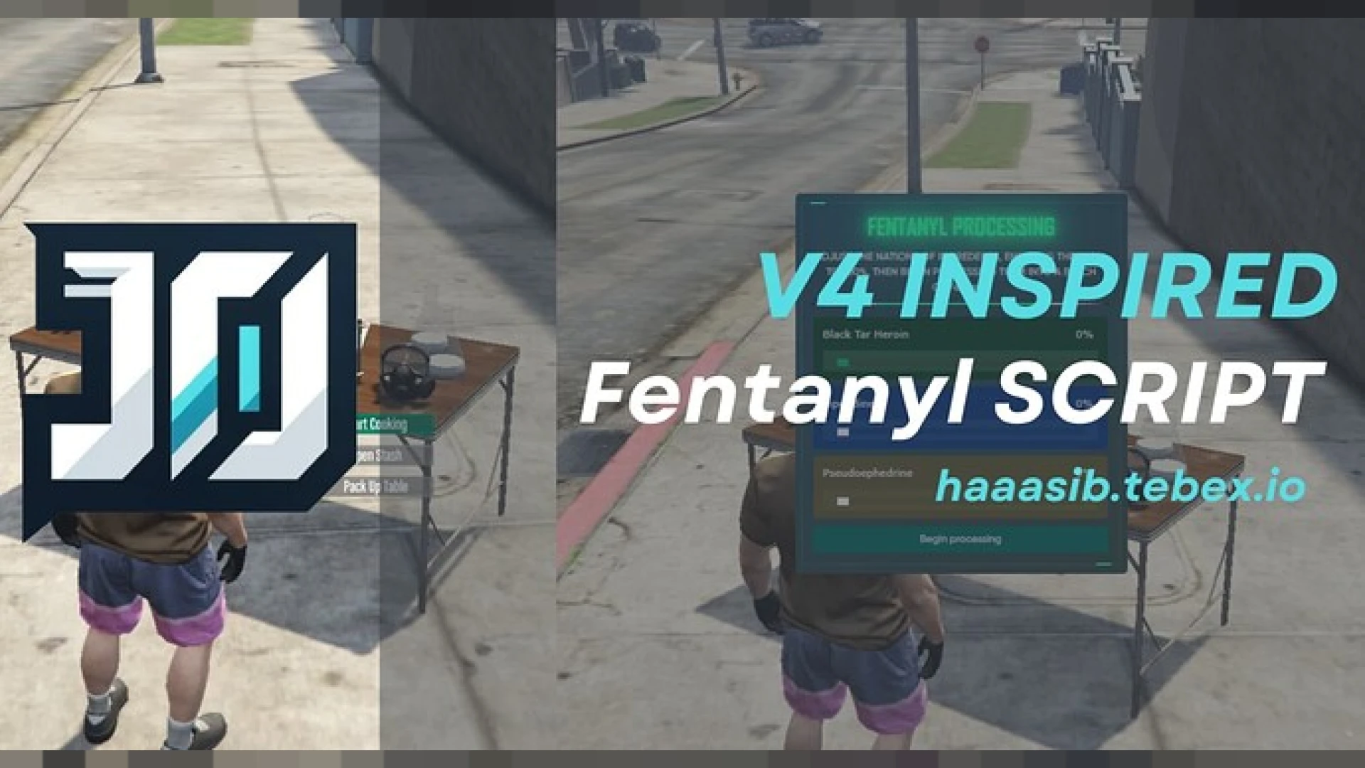 Fentanyl drug script inspired UI shown during production in FiveM