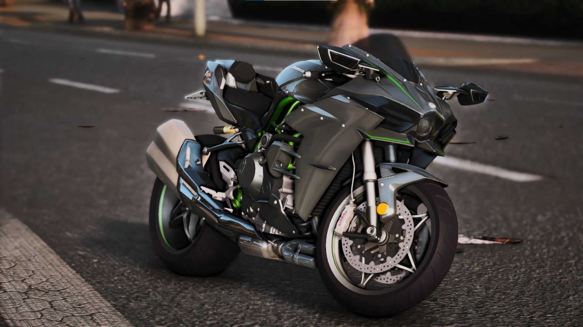 Kawasaki Ninja H2 FiveM motorcycle in a supercharged green finish