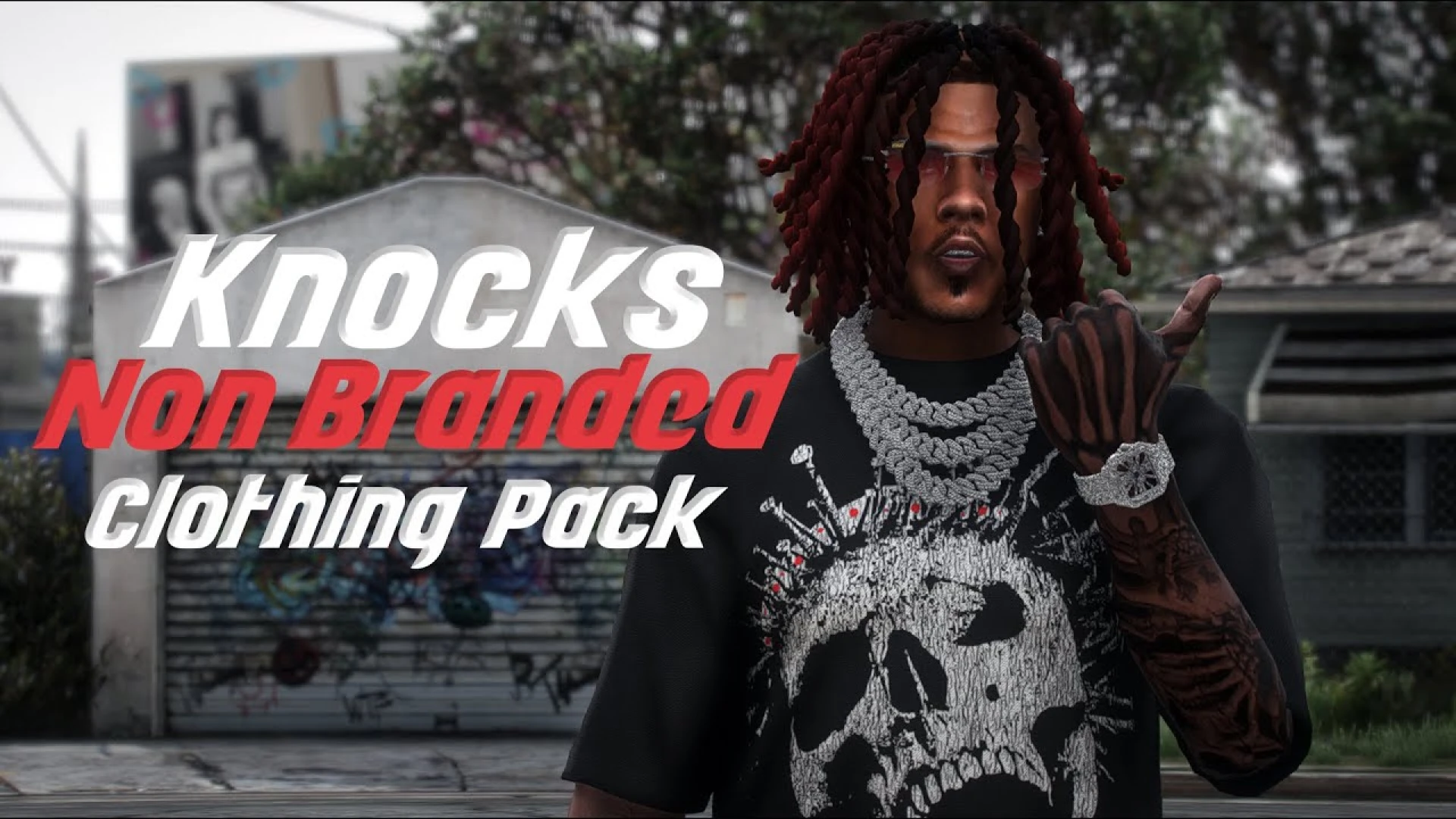 Non-branded clothing pack outfits shown on a FiveM character
