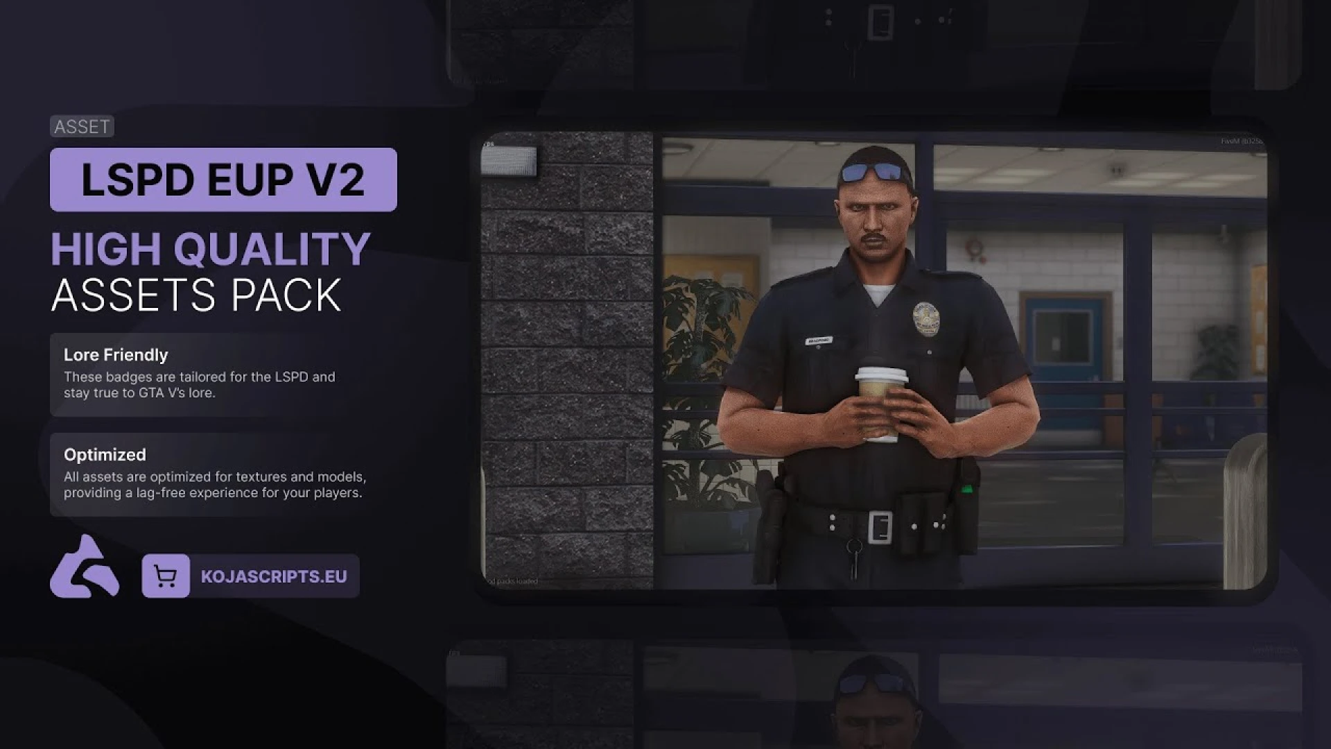 Officers wearing the Koja LSPD EUP pack LA-style uniforms in FiveM