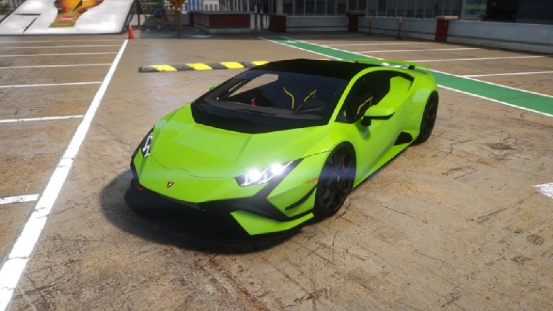 Lamborghini Huracan Tecnica supercar shown in a FiveM garage