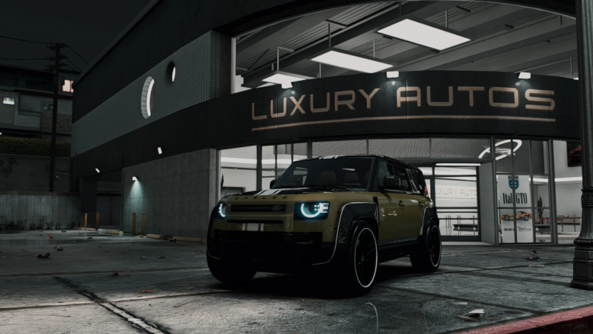Land Rover Defender FiveM off-road add-on SUV on rough terrain
