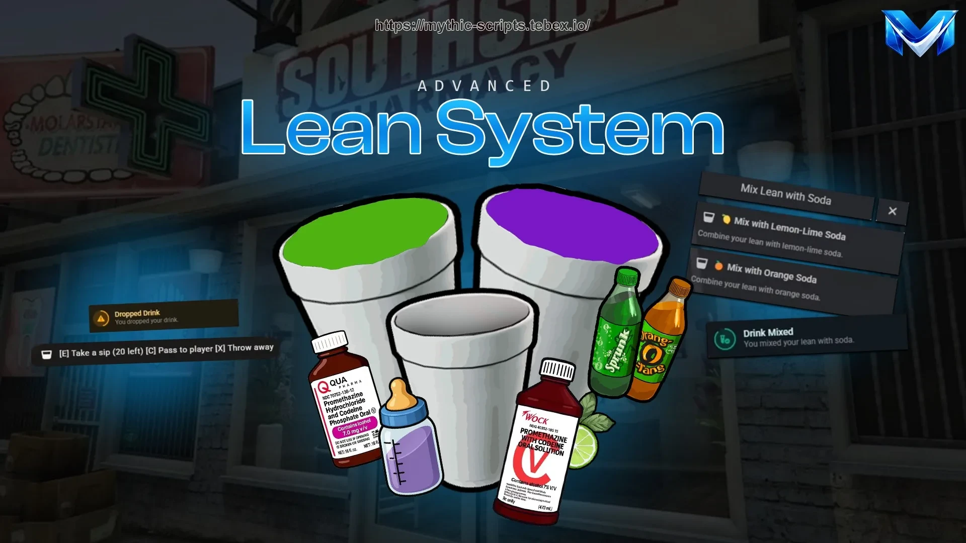 Lean System FiveM script — mixing and drinking lean