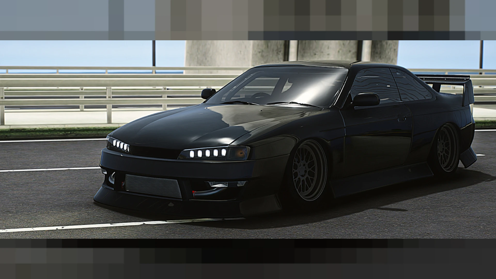 Lore-friendly street sedan FiveM add-on car parked in a roleplay city