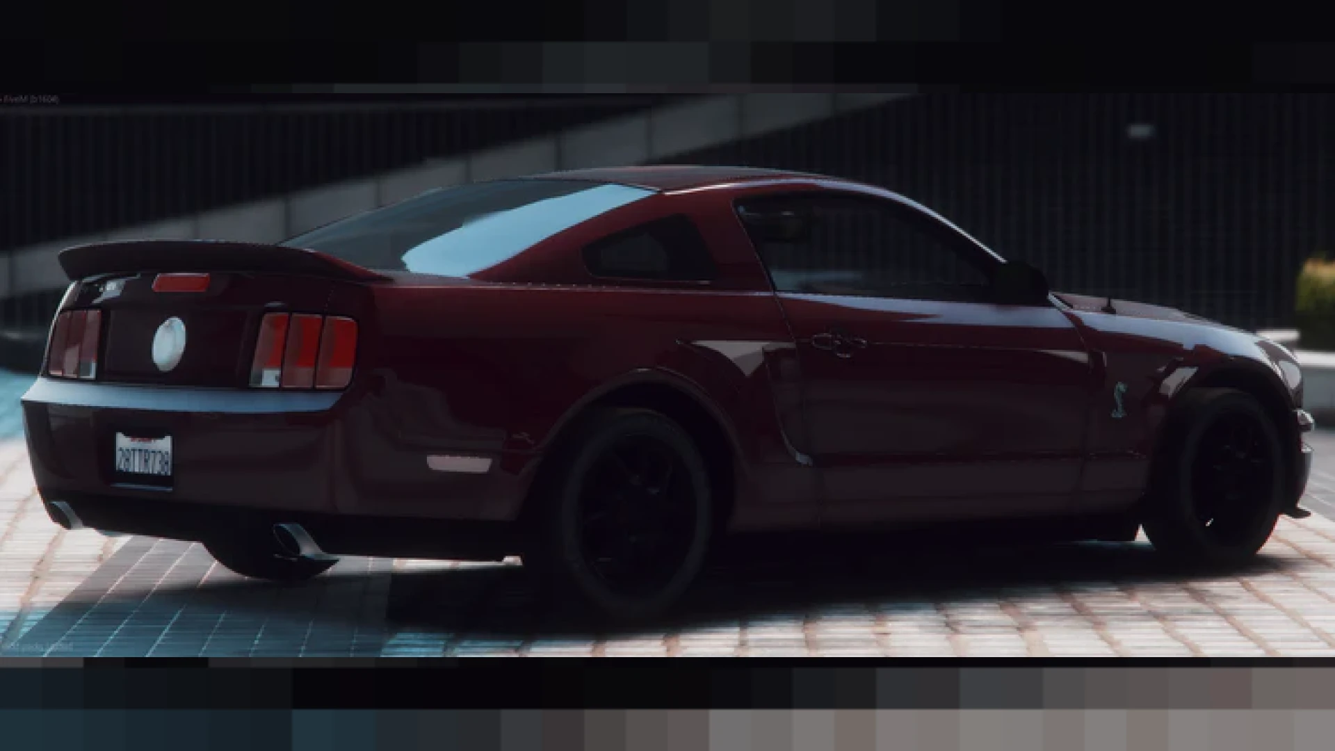 Lore-friendly supercar parked outside a FiveM city dealership — view 2