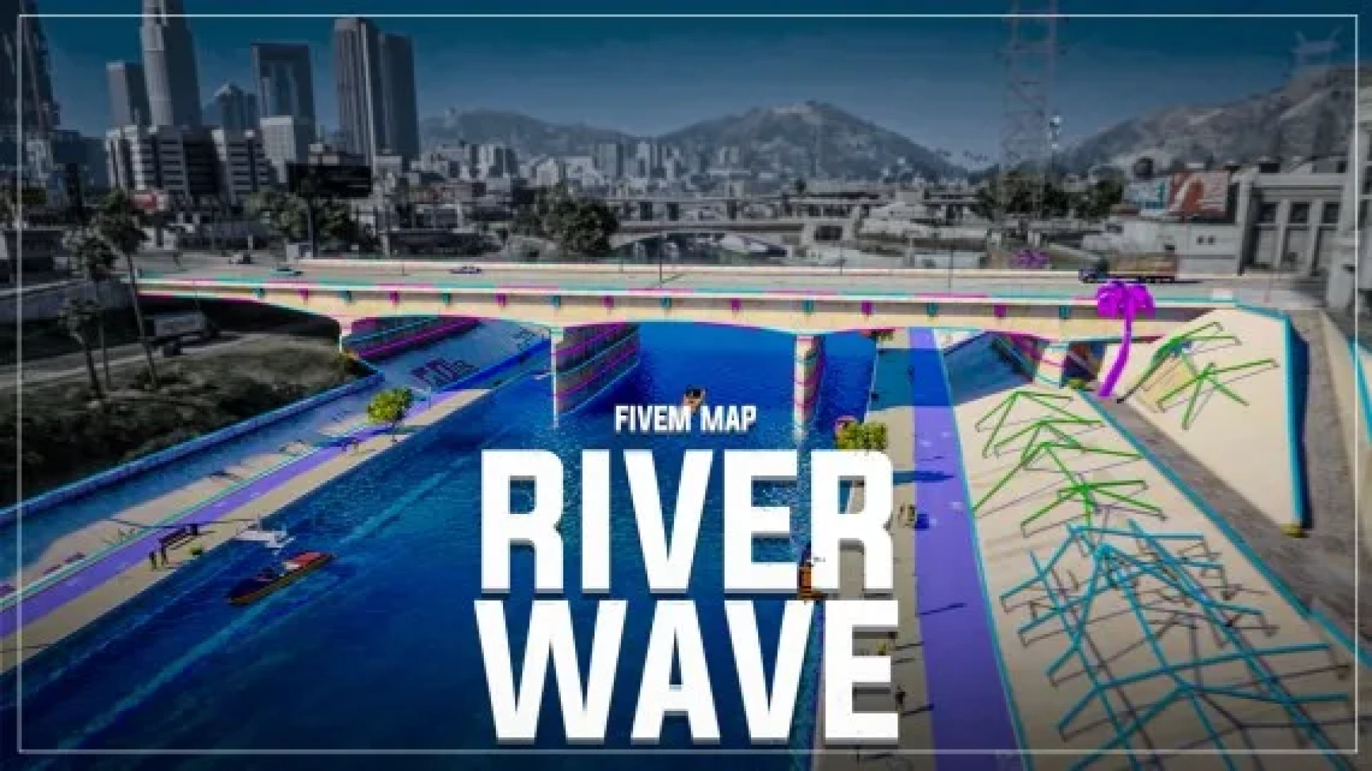 Los santos river flowing past green banks in FiveM