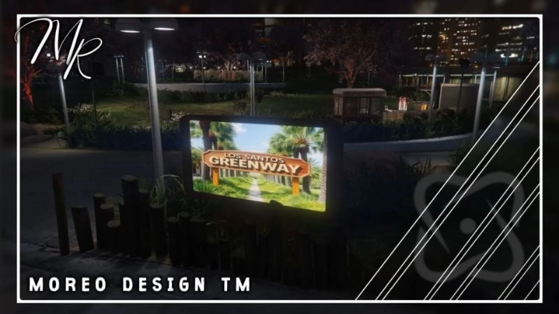 Rockford Park MLO greenway with paths and trees in FiveM